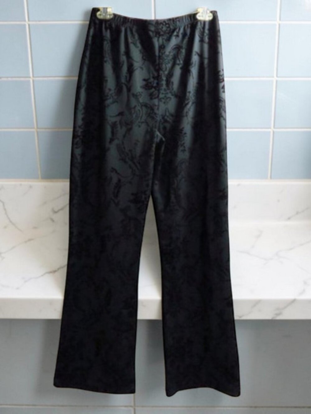 Black Wide Leg Brocade  Pants
